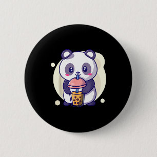 Macaron Rond 5 Cm Mignon panda kawaii boit du thé à bulles boba kawa
