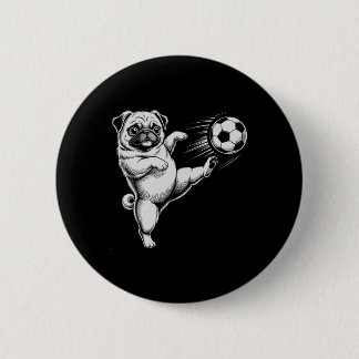 Macaron Rond 5 Cm Mignon Papa Pug de Football Ll Play Club Goals Enf
