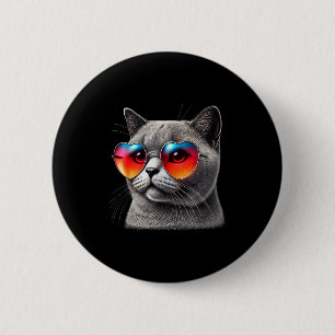 Macaron Rond 5 Cm Mignon Saint-Valentin Chat Cœur Lunettes Femmes Fi