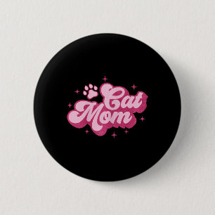 Macaron Rond 5 Cm Mignonne chat Mam Chat Mama Kitty Kitten Chat Mama