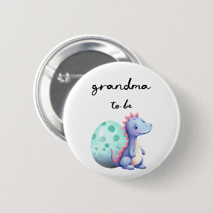 Macaron Rond 5 Cm Mignonne grand-mère future avec petit dinosaure à 