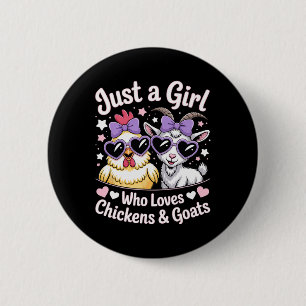 Macaron Rond 5 Cm Mignonne juste une fille qui aime le poulet et l'a