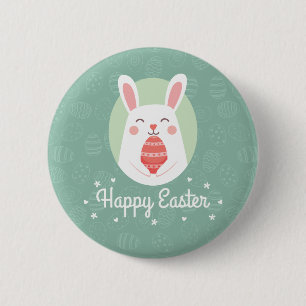 Macaron Rond 5 Cm Mignonne lapin avec l'oeuf de Pâques  Bouton de la