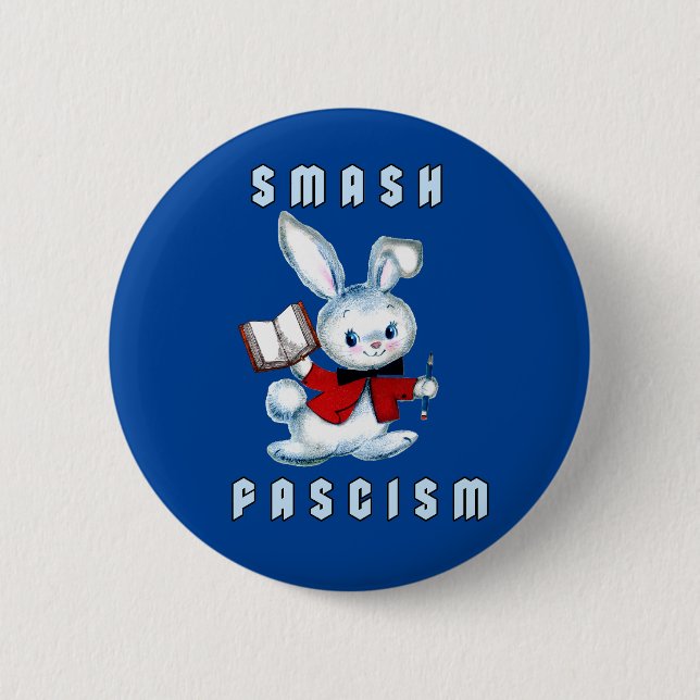 Macaron Rond 5 Cm Mignonne Lapin Rétro - Fascisme Smash (Devant)
