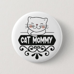 Macaron Rond 5 Cm Mignonne maman chatte amoureux des animaux