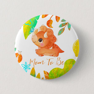Macaron Rond 5 Cm Mignonne Orange Dinosaur Maman À Être Bouton
