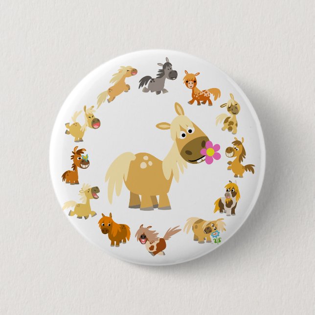 Macaron Rond 5 Cm Mignonne Ponies de dessin Mandala Badton Button Ba (Devant)