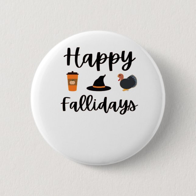 Macaron Rond 5 Cm Mignonne saison d'automne Joyeux Fallidays Thanksg (Devant)