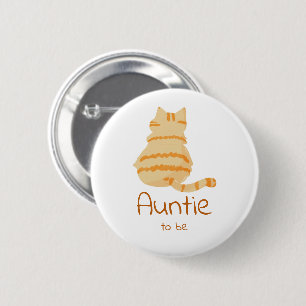 Macaron Rond 5 Cm Mignonne Tante à venir Baby Shower Chat Orange Gro