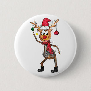 Macaron Rond 5 Cm Mignonne Whimsical Dancing Christmas Deer