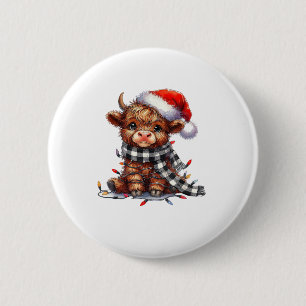 Macaron Rond 5 Cm Mignons feux de Noël Vache Highland Funny Noël