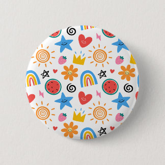 Macaron Rond 5 Cm Mignons gribouillages d'été - motif fantaisiste co
