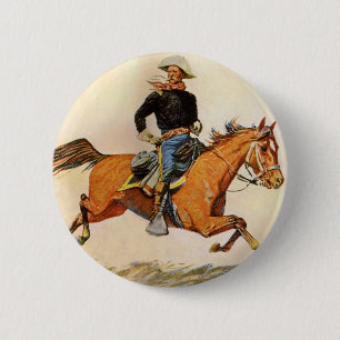 Macaron Rond 5 Cm Militaire vintage, officier de cavalerie par Remin