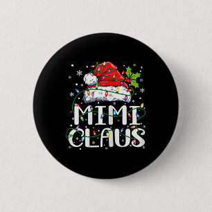 Macaron Rond 5 Cm Mimi Claus Lumières de Noël Pyjama Famille corresp