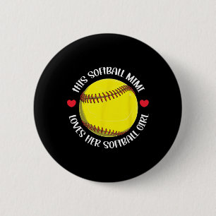 Macaron Rond 5 Cm Mimi de softball Mimi fière d'un joueur de softbal