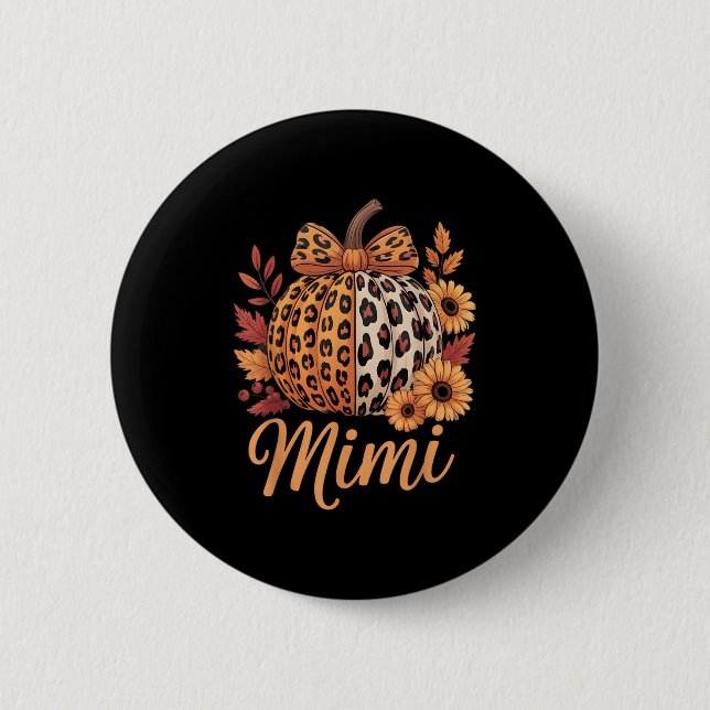 Macaron Rond 5 Cm Mimi Thanksgiving Leopard Pumpkin Sunflower Coquet (Devant)