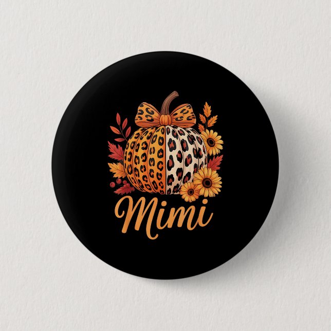 Macaron Rond 5 Cm Mimi Thanksgiving Leopard Pumpkin Sunflower Coquet (Devant)