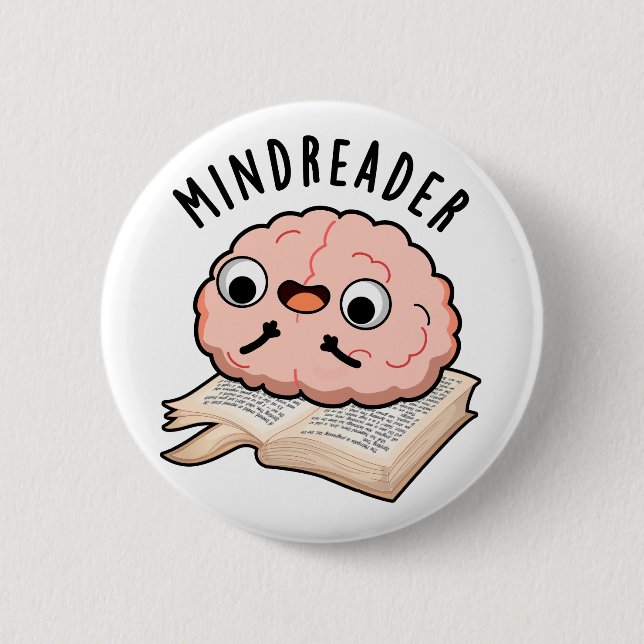 Macaron Rond 5 Cm Mince Reader Funny Brain Pun (Devant)