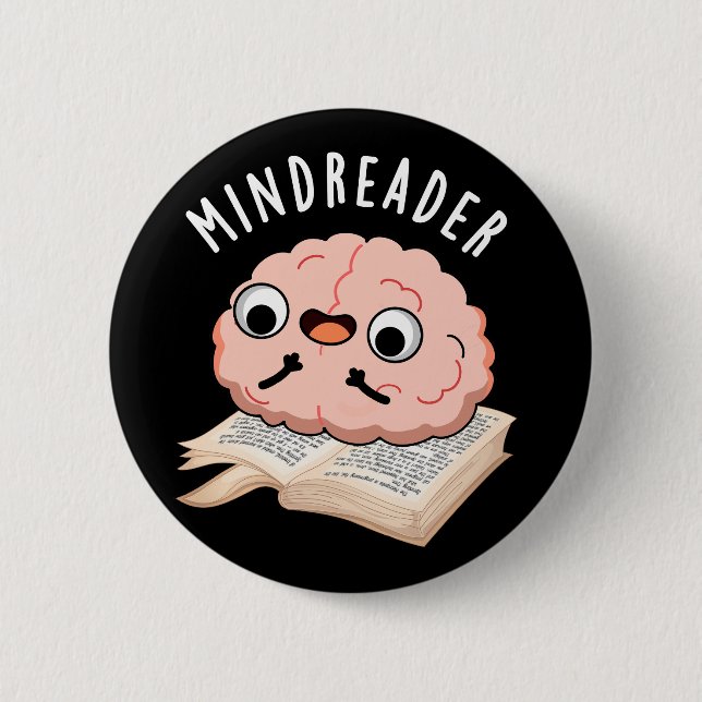 Macaron Rond 5 Cm Mince Reader Funny Brain Pun Dark BG (Devant)