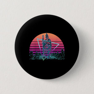 Macaron Rond 5 Cm Minerva Déesse Romaine De Sagesse Et Vaporwave De 