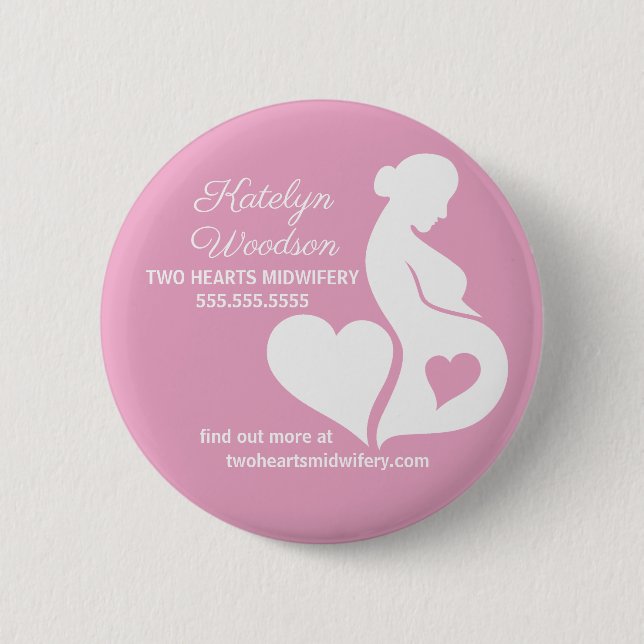 Macaron Rond 5 Cm Mineure Doula belle grossesse Business Pink (Devant)