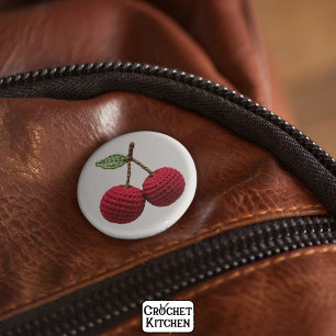 Macaron Rond 5 Cm Mini-Crochet rouge cerise Nom du monogramme