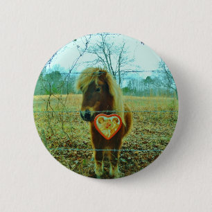 Macaron Rond 5 Cm Miniature cheval Brown Valentine Heart