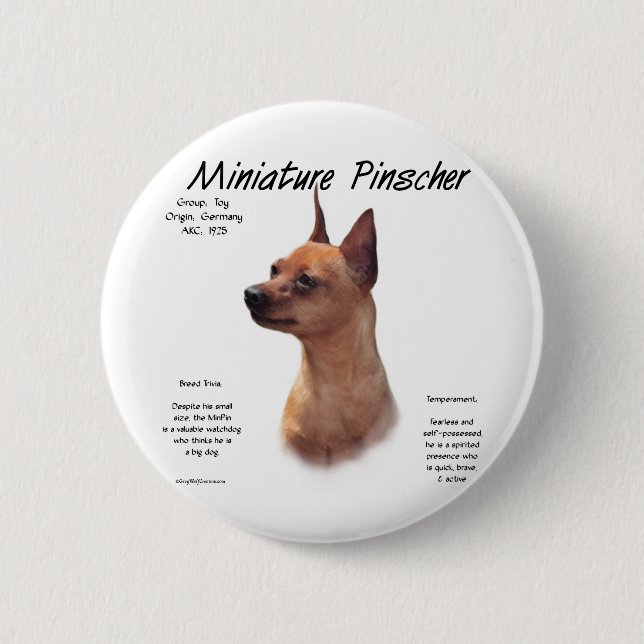 Macaron Rond 5 Cm Miniature Pinscher (rouge) (Devant)