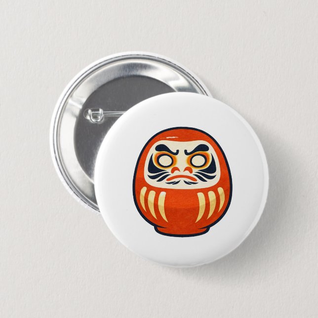 Macaron Rond 5 Cm Minimal Daruma – Japanese Folk Art Pin Button (Devant & derrière)
