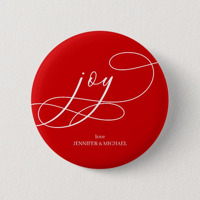 Macaron Rond 5 Cm Minimal Joy Christmas red white (Devant)