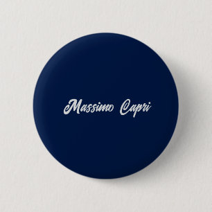Macaron Rond 5 Cm Minimaliste Bleu Foncé Élégant Nom Propre Texte Gr