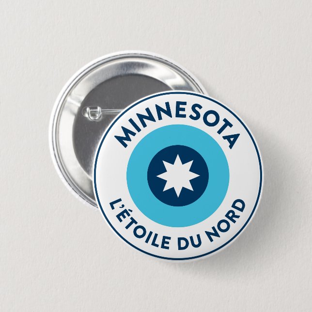 Macaron Rond 5 Cm Minnesotan L'Étoile Du Nord Roundel (Devant & derrière)