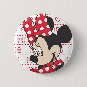 Macaron Rond 5 Cm Minnie Rouge Mignonne