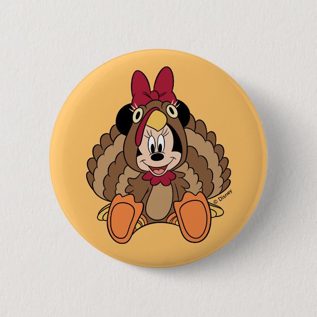 Macaron Rond 5 Cm Minnie Souris Thanksgiving Turquie (Devant)