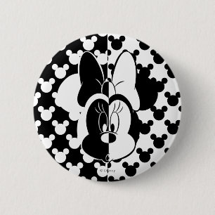 Macaron Rond 5 Cm Minnie tendance   Moderne noir et blanc