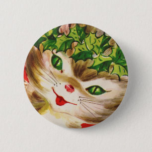 Macaron Rond 5 Cm minou vintage de Noël