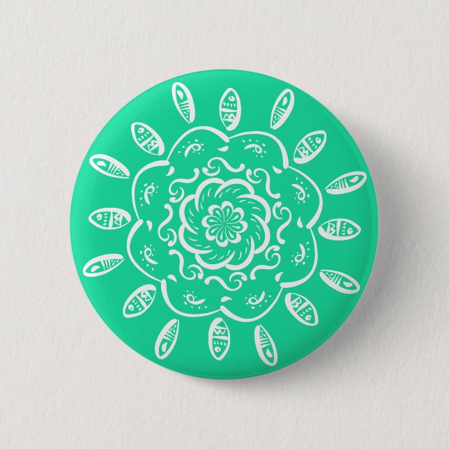 Macaron Rond 5 Cm Minty Mandala (Devant)