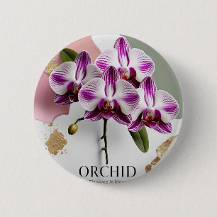 Macaron Rond 5 Cm Minuscule broche à orchidées - Beauté subtile, grâ