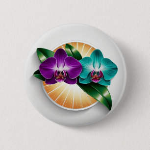 Macaron Rond 5 Cm Minuscule broche à orchidées - Beauté subtile, grâ