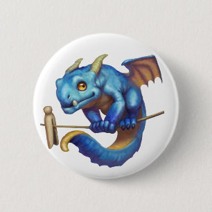 Macaron Rond 5 Cm Minuscule Dragon Bleu