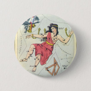 Macaron Rond 5 Cm Miroir d'Urania, Carte céleste d'astronomie vintag