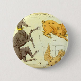 Macaron Rond 5 Cm Miroir d'Urania, Carte céleste d'astronomie vintag