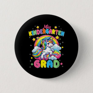 Macaron Rond 5 Cm Miss Kindergarten Grad Unicorn Dernier Jour De L'É