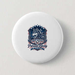 Macaron Rond 5 Cm Mission de nuit patriotique Loup patriote Militair