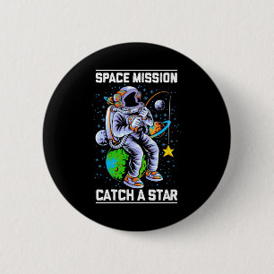 Macaron Rond 5 Cm Mission spatiale astronaute Attraper une étoile