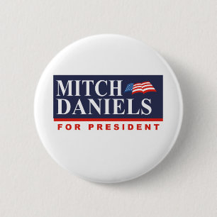Macaron Rond 5 Cm MITCH DANIELS POUR le PRÉSIDENT (bannière)