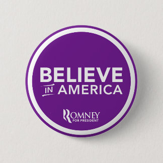 Macaron Rond 5 Cm Mitt Romney croient à l'Amérique 2012 (le pourpre)