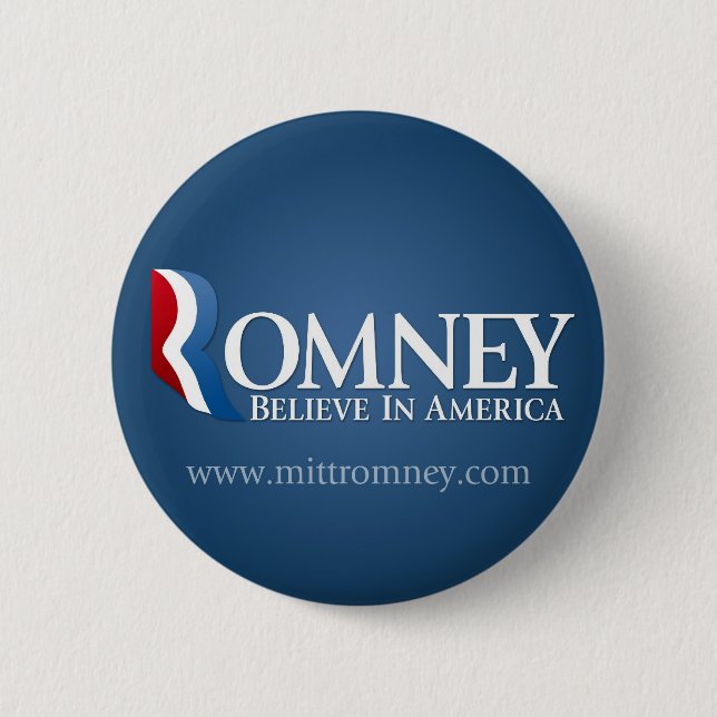 Macaron Rond 5 Cm Mitt Romney pour le président 2012 (Devant)