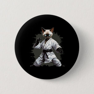 Macaron Rond 5 Cm Mixed martial art Siamese Cat Karate Pour Hommes F