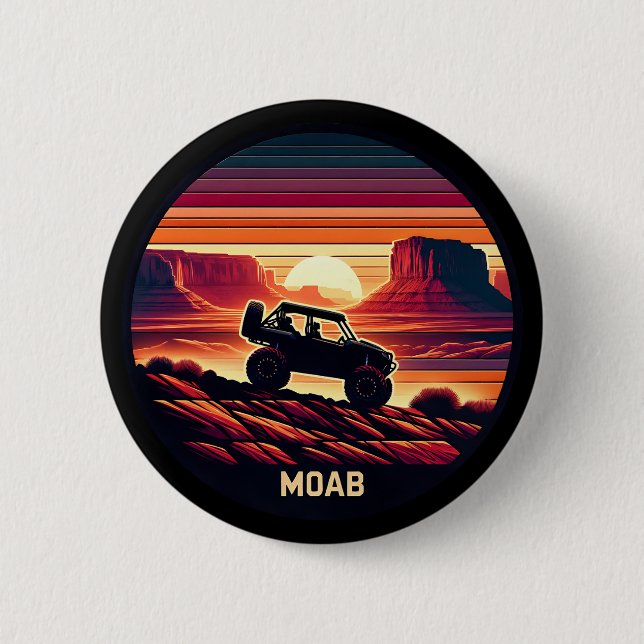 Macaron Rond 5 Cm Moab Utah UTV Sunset Red Rocks (Devant)